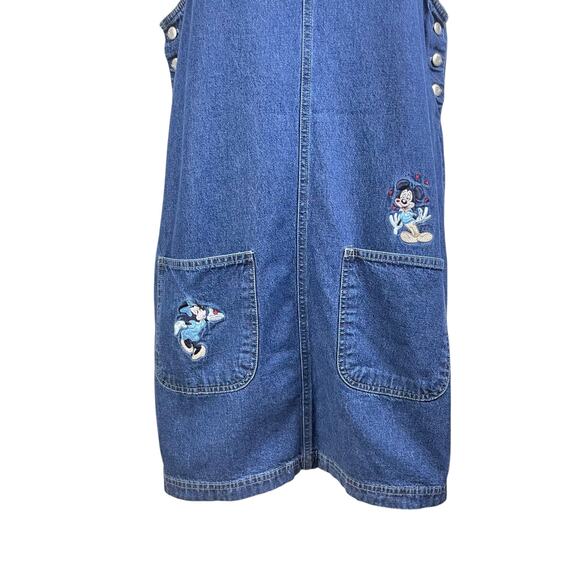Vintage Official Disney Denim Sleeveless Mickey and Minnie Embroidered Dress - Picture 10 of 13
